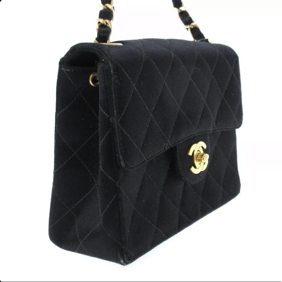 💜CHANEL Mini Matelasse Chain Shoulder Crossbody Bag Satin - Picture 3 of 12